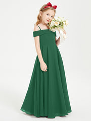 Chic Junior Bridesmaid Dresses Off the Shoulder Dark Green