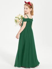 Chic Junior Bridesmaid Dresses Off the Shoulder Dark Green