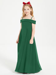 Chic Junior Bridesmaid Dresses Off the Shoulder Dark Green