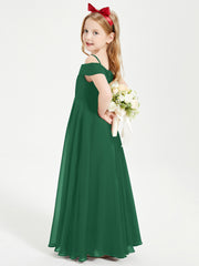 Chic Junior Bridesmaid Dresses Off the Shoulder Dark Green
