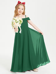 Chic Junior Bridesmaid Dresses Off the Shoulder Dark Green