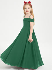Chic Junior Bridesmaid Dresses Off the Shoulder Dark Green