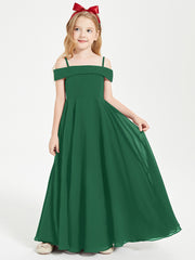 Chic Junior Bridesmaid Dresses Off the Shoulder Dark Green