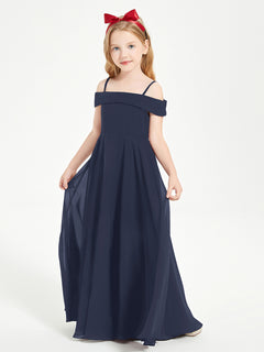 Chic Junior Bridesmaid Dresses Off the Shoulder Dark Navy