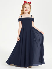 Chic Junior Bridesmaid Dresses Off the Shoulder Dark Navy