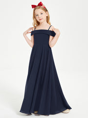Chic Junior Bridesmaid Dresses Off the Shoulder Dark Navy