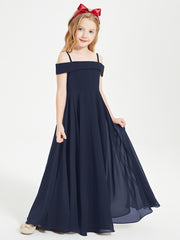 Chic Junior Bridesmaid Dresses Off the Shoulder Dark Navy