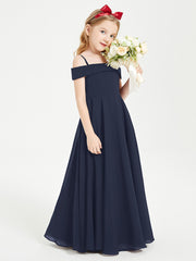 Chic Junior Bridesmaid Dresses Off the Shoulder Dark Navy