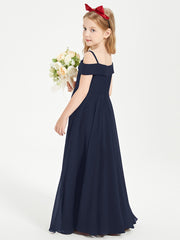 Chic Junior Bridesmaid Dresses Off the Shoulder Dark Navy