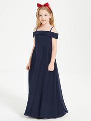 Chic Junior Bridesmaid Dresses Off the Shoulder Dark Navy