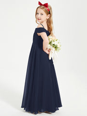 Chic Junior Bridesmaid Dresses Off the Shoulder Dark Navy