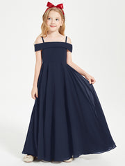 Chic Junior Bridesmaid Dresses Off the Shoulder Dark Navy