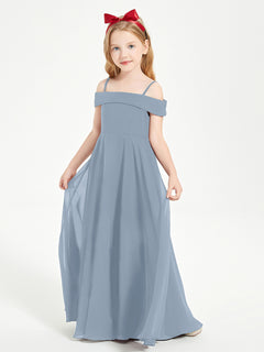 Chic Junior Bridesmaid Dresses Off the Shoulder Dusty Blue