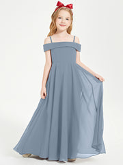 Chic Junior Bridesmaid Dresses Off the Shoulder Dusty Blue