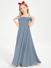 Chic Junior Bridesmaid Dresses Off the Shoulder Dusty Blue