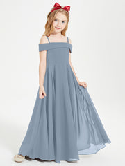 Chic Junior Bridesmaid Dresses Off the Shoulder Dusty Blue