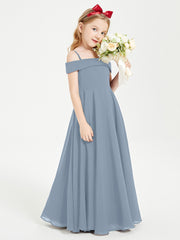 Chic Junior Bridesmaid Dresses Off the Shoulder Dusty Blue