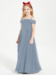 Chic Junior Bridesmaid Dresses Off the Shoulder Dusty Blue