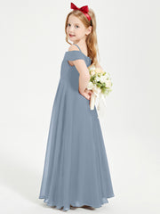 Chic Junior Bridesmaid Dresses Off the Shoulder Dusty Blue