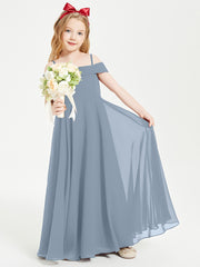 Chic Junior Bridesmaid Dresses Off the Shoulder Dusty Blue