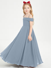 Chic Junior Bridesmaid Dresses Off the Shoulder Dusty Blue