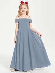 Chic Junior Bridesmaid Dresses Off the Shoulder Dusty Blue