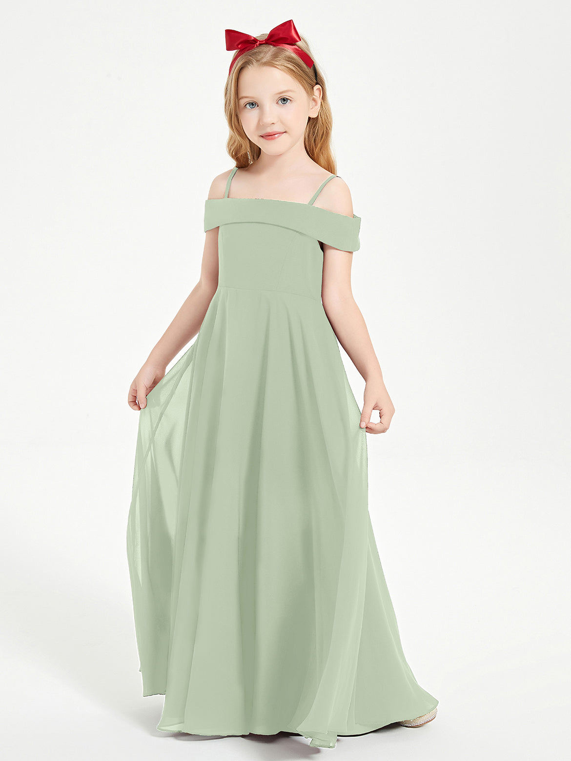 Dusty Sage Junior Bridesmaid Dresses BABARONI Dusty Sage Junior Bridesmaid Dresses BABARONI