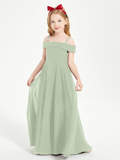 Chic Junior Bridesmaid Dresses Off the Shoulder Dusty Sage