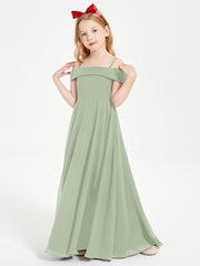 Chic Junior Bridesmaid Dresses Off the Shoulder Dusty Sage