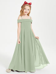 Chic Junior Bridesmaid Dresses Off the Shoulder Dusty Sage