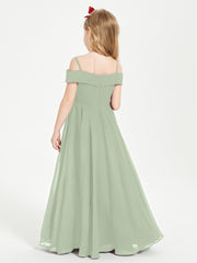 Chic Junior Bridesmaid Dresses Off the Shoulder Dusty Sage