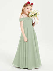 Chic Junior Bridesmaid Dresses Off the Shoulder Dusty Sage
