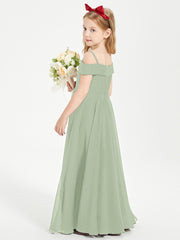 Chic Junior Bridesmaid Dresses Off the Shoulder Dusty Sage