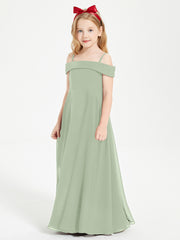 Chic Junior Bridesmaid Dresses Off the Shoulder Dusty Sage