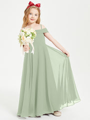 Chic Junior Bridesmaid Dresses Off the Shoulder Dusty Sage