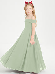Chic Junior Bridesmaid Dresses Off the Shoulder Dusty Sage