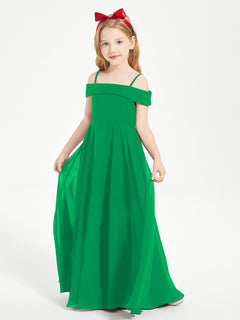 Chic Junior Bridesmaid Dresses Off the Shoulder Emerald