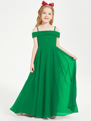 Chic Junior Bridesmaid Dresses Off the Shoulder Emerald