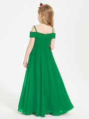 Chic Junior Bridesmaid Dresses Off the Shoulder Emerald