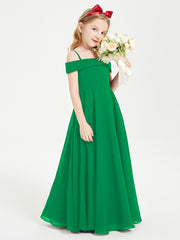Chic Junior Bridesmaid Dresses Off the Shoulder Emerald