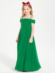 Chic Junior Bridesmaid Dresses Off the Shoulder Emerald