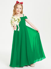 Chic Junior Bridesmaid Dresses Off the Shoulder Emerald