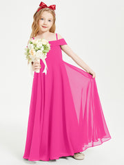 Chic Junior Bridesmaid Dresses Off the Shoulder Fuchsia