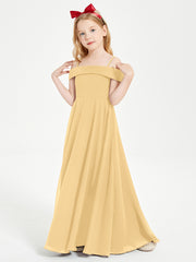 Chic Junior Bridesmaid Dresses Off the Shoulder Gold