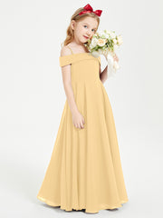 Chic Junior Bridesmaid Dresses Off the Shoulder Gold