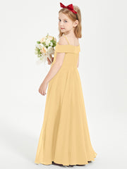 Chic Junior Bridesmaid Dresses Off the Shoulder Gold