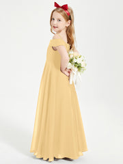 Chic Junior Bridesmaid Dresses Off the Shoulder Gold