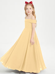 Chic Junior Bridesmaid Dresses Off the Shoulder Gold