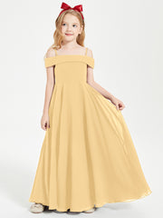 Chic Junior Bridesmaid Dresses Off the Shoulder Gold