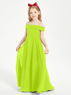 Chic Junior Bridesmaid Dresses Off the Shoulder Lime Green